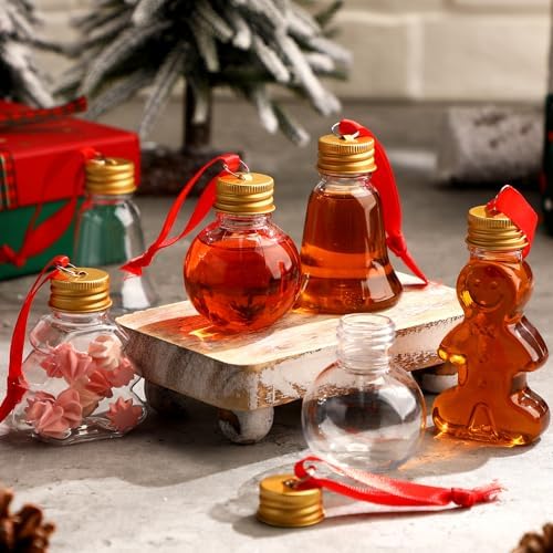 Patelai 24 Pcs Christmas Booze Balls Clear Shot Glasses Hanging Ornaments
