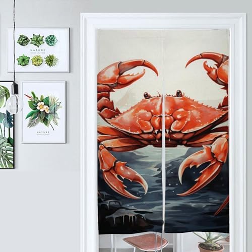 Red Crab Sea Split Door Curtain 17x57 Inch Panel Divider