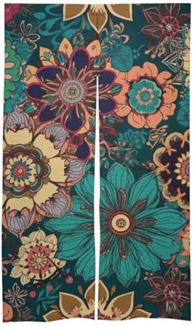 Bohemian Flower Door Curtain Panel 17x57 Inch Split Door Divider