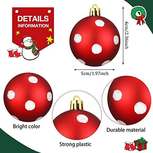 Jetec 12 Pcs Christmas Ball Ornaments Red White Shatterproof Decorations