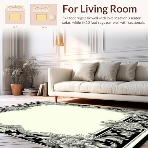 Ultra Soft 6x9 Area Rug with Baroque Pattern