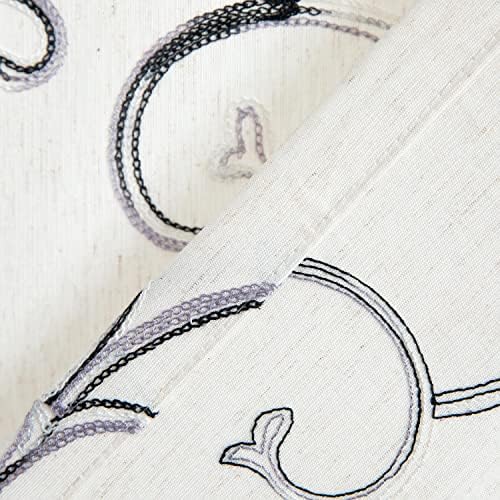 VOGOL French Door Curtains 25x40 Inches Grey on Beige Panel