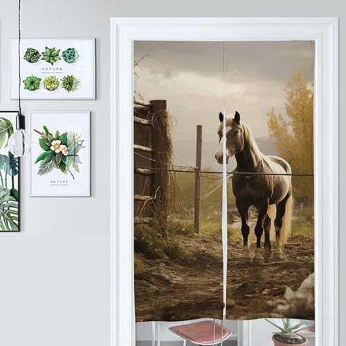 Fence and Horse Door Cover Curtain 57x17 Inches