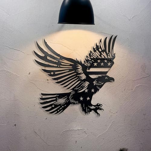 Patriotic Bald Eagle American Flag Metal Wall Art 30 Inches