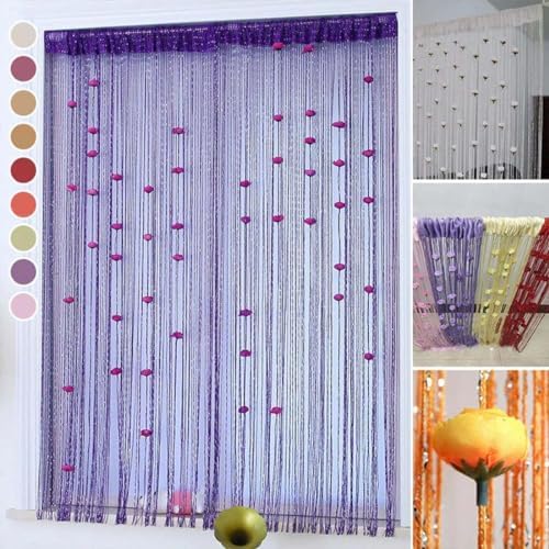 Rose Thread Door Curtain with Beads Orange 118x118in