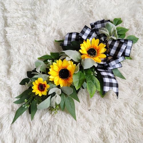 Artificial Sunflower Teardrop Front Door Wreath
