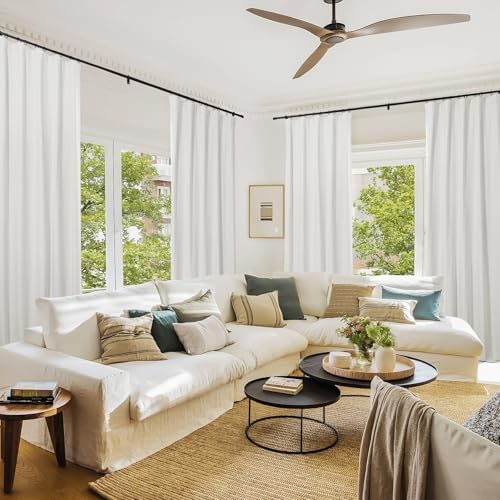 ChadMade Blackout Curtains 54 Inches Long 2 Panels Ivory White