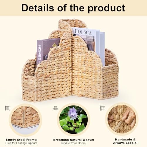 BROWNLILY Water Hyacinth Magazine Holders Set of 2
