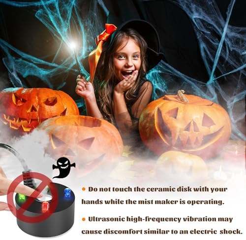Mini Fountain Mister with 4 LED Lights Halloween Mist Maker Black