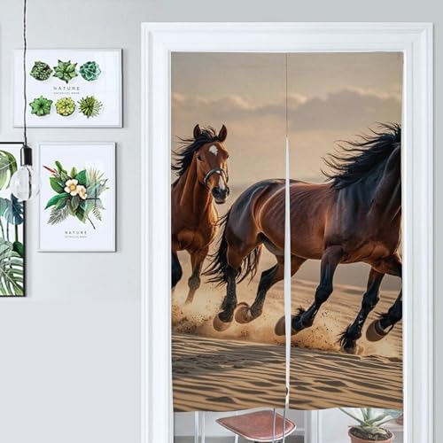 Horses Running in the Sand Door Curtain 57x17 Inches