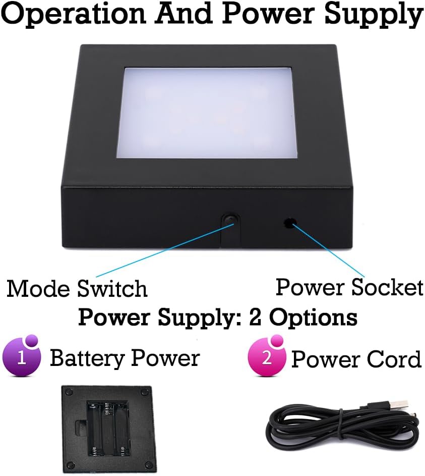 LED Lighted Square Display Stand for Decor and Crystals