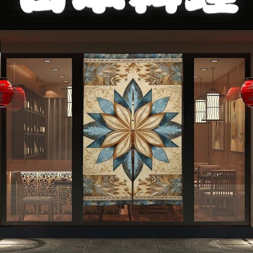 Japanese Noren Stars Among Flowers Door Curtain 34x57 Inch Partition