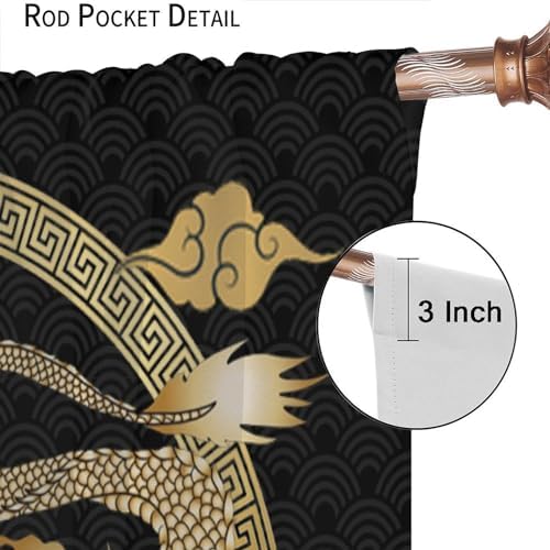Asian Dragon Window Curtains Blackout 42x63in
