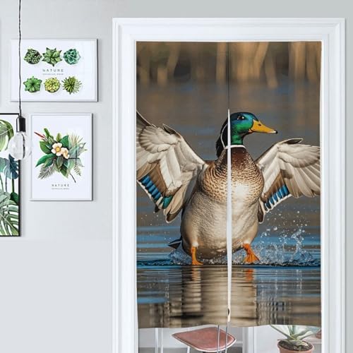 Hunting Flying Wild Ducks Door Cover Curtain 57x17Inches
