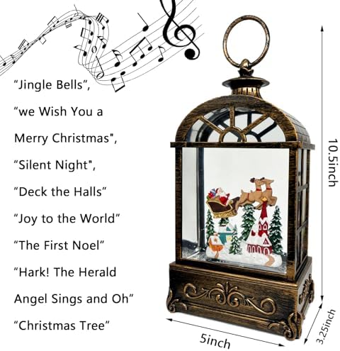 Musical Snow Globe Lantern with USB and Battery Power