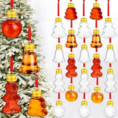 Patelai 24 Pcs Christmas Booze Balls Clear Shot Glasses Hanging Ornaments