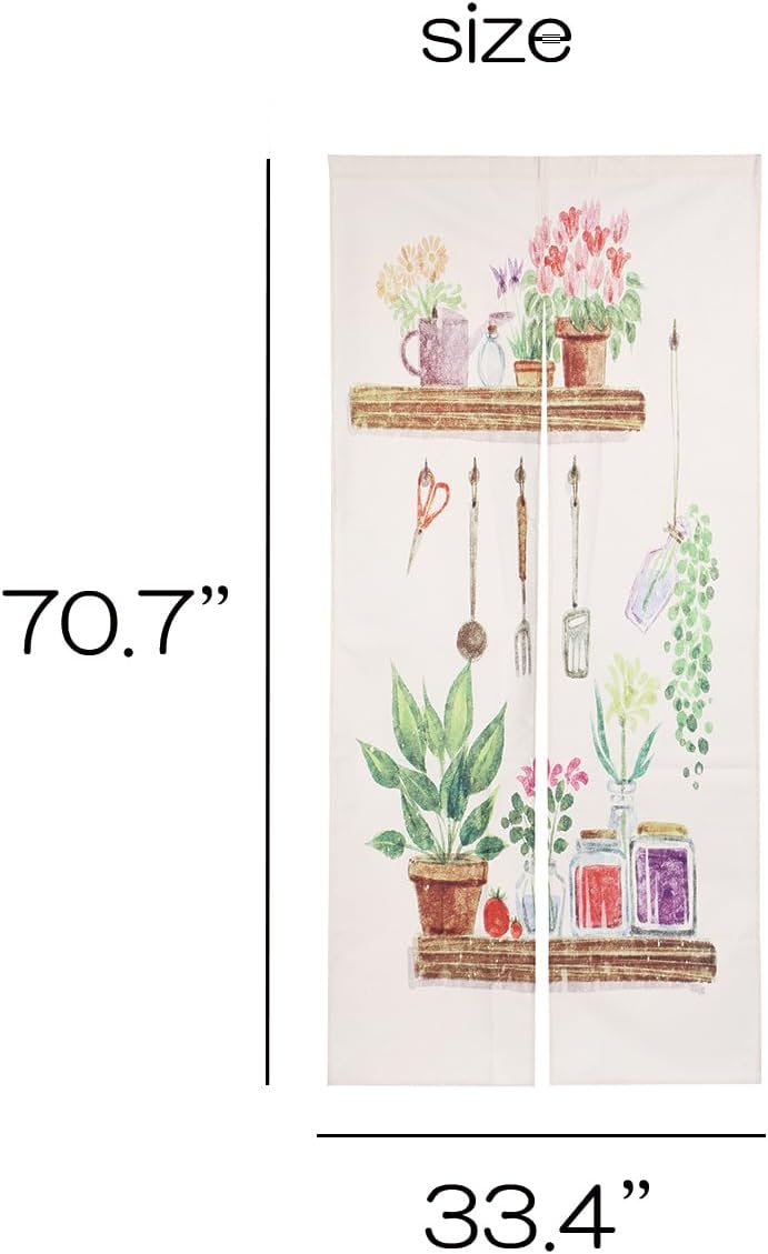 Noren Japanese Style Doorway Curtain with Planter Print