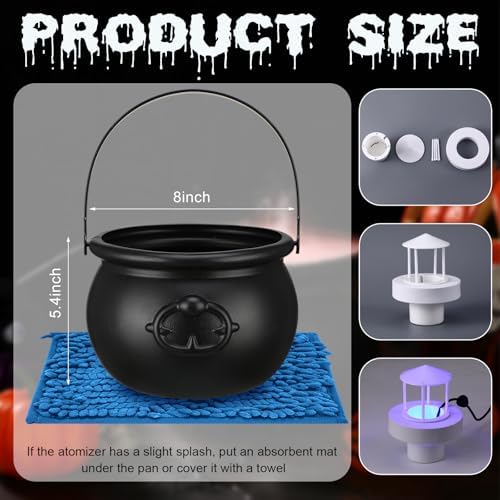 Wettarn Halloween Cauldron with 12 LED Lights and Mist Maker