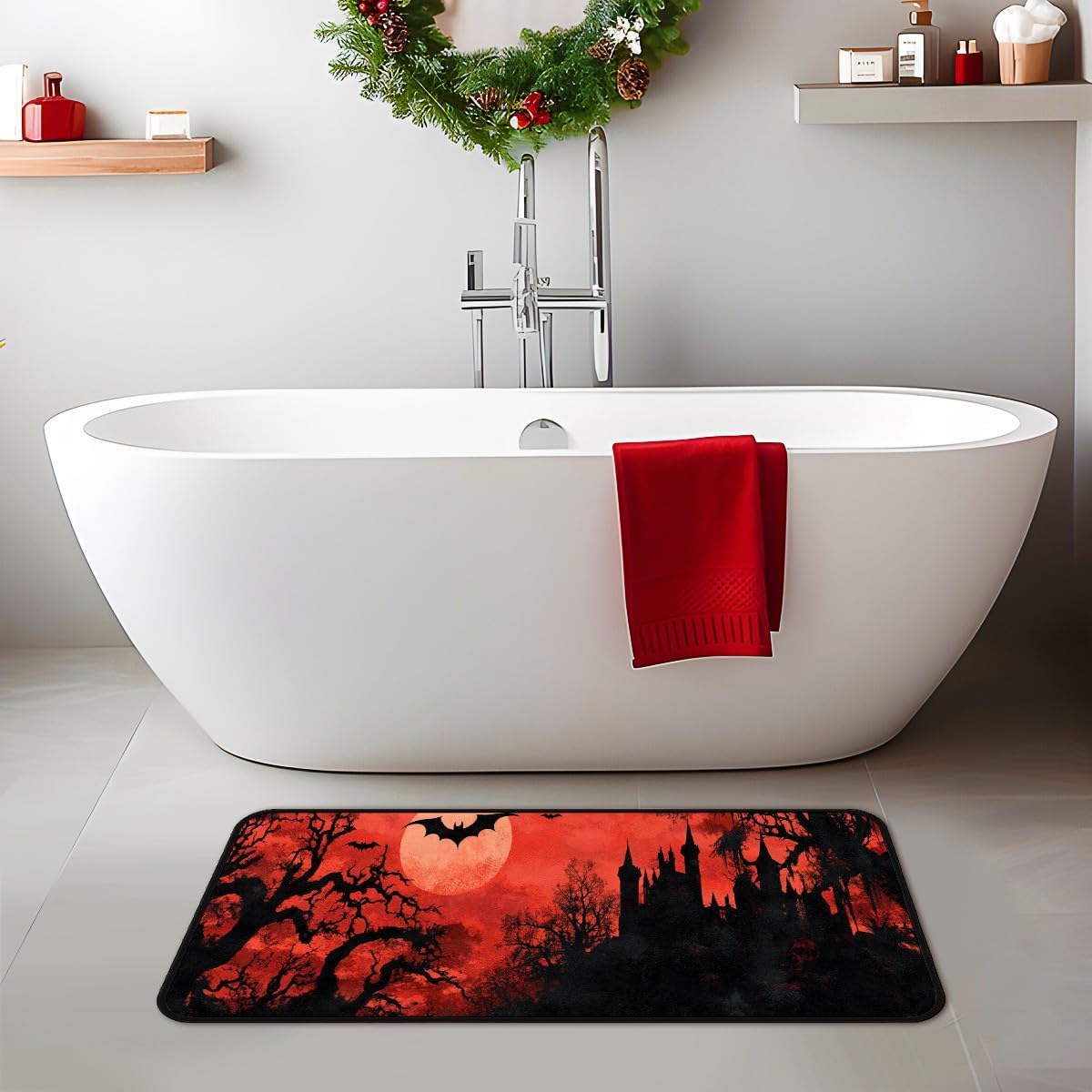 Halloween Bat Kitchen Floor Mat 51x17 Non-Slip