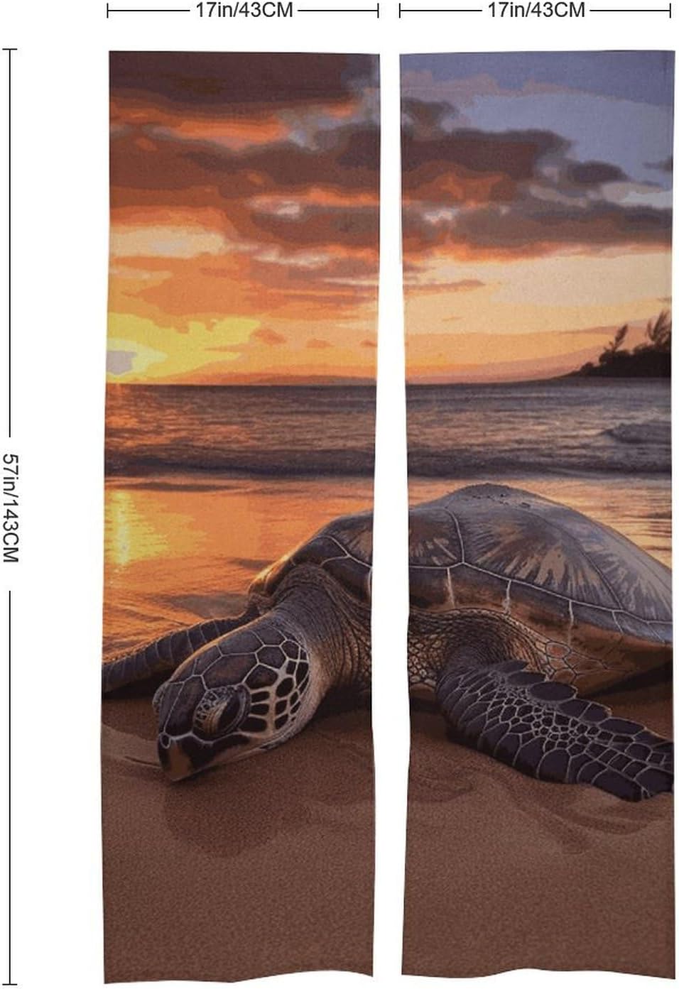 Sea Turtle Sunset Split Door Curtain Panel