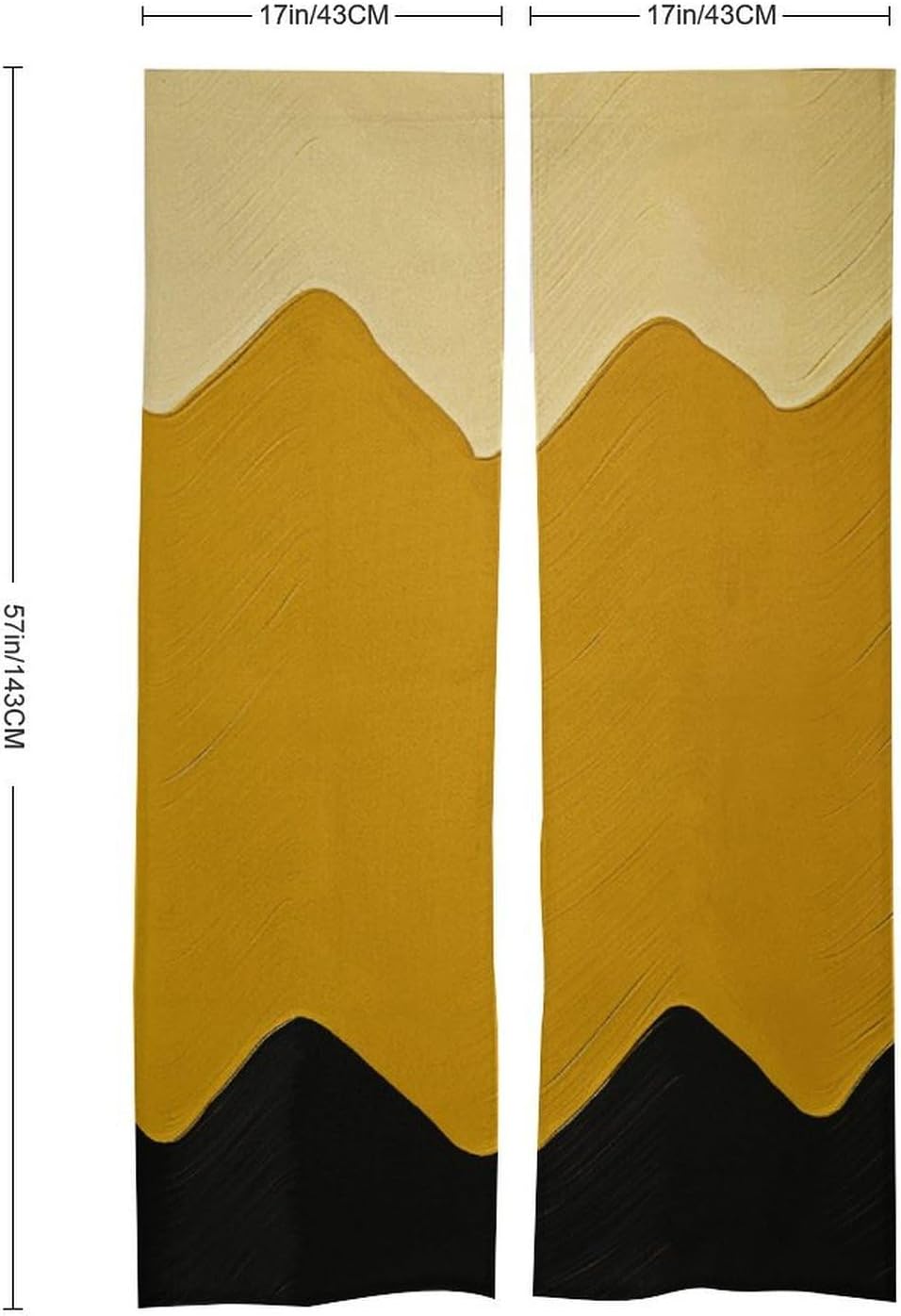 Mustard Yellow and Black Door Curtain 57x17 Inches