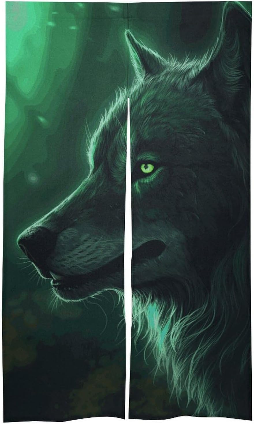 Green Wolf Door Cover Curtain 57x17 Inches