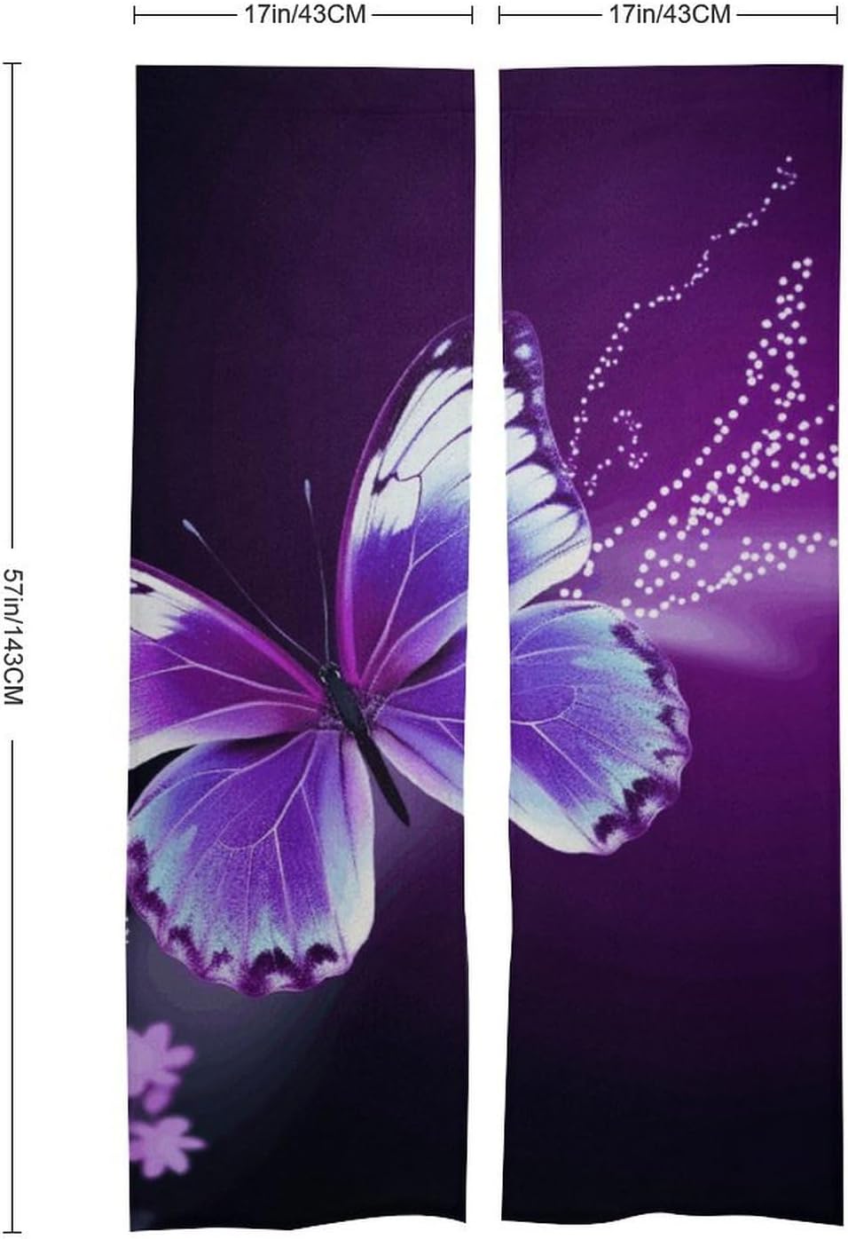 Lovely Purple Butterfly Door Curtain 57x17 Inches