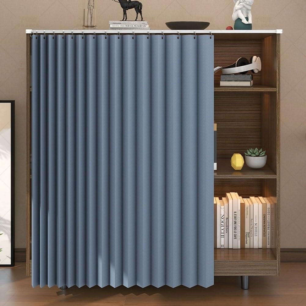Pleated Folding Door Curtain with Track Rail 1