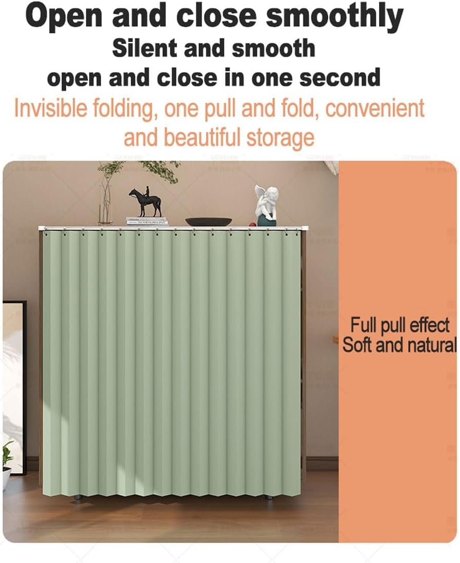 Temporary Door Curtain with Track Rail and Pleated Folds 1
