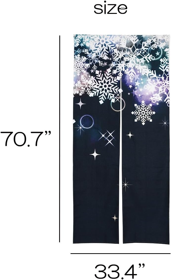 Noren Japanese Style Doorway Curtain with Crystal of Snow Print
