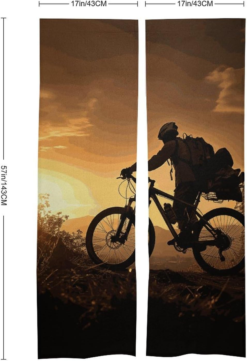 Mountain Bike Themed Blackout Curtain Panel 17x57 Inch