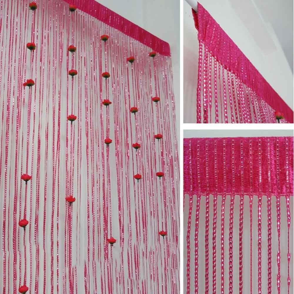 Doorway Beads Curtain with Rose Design Purple 118x79in