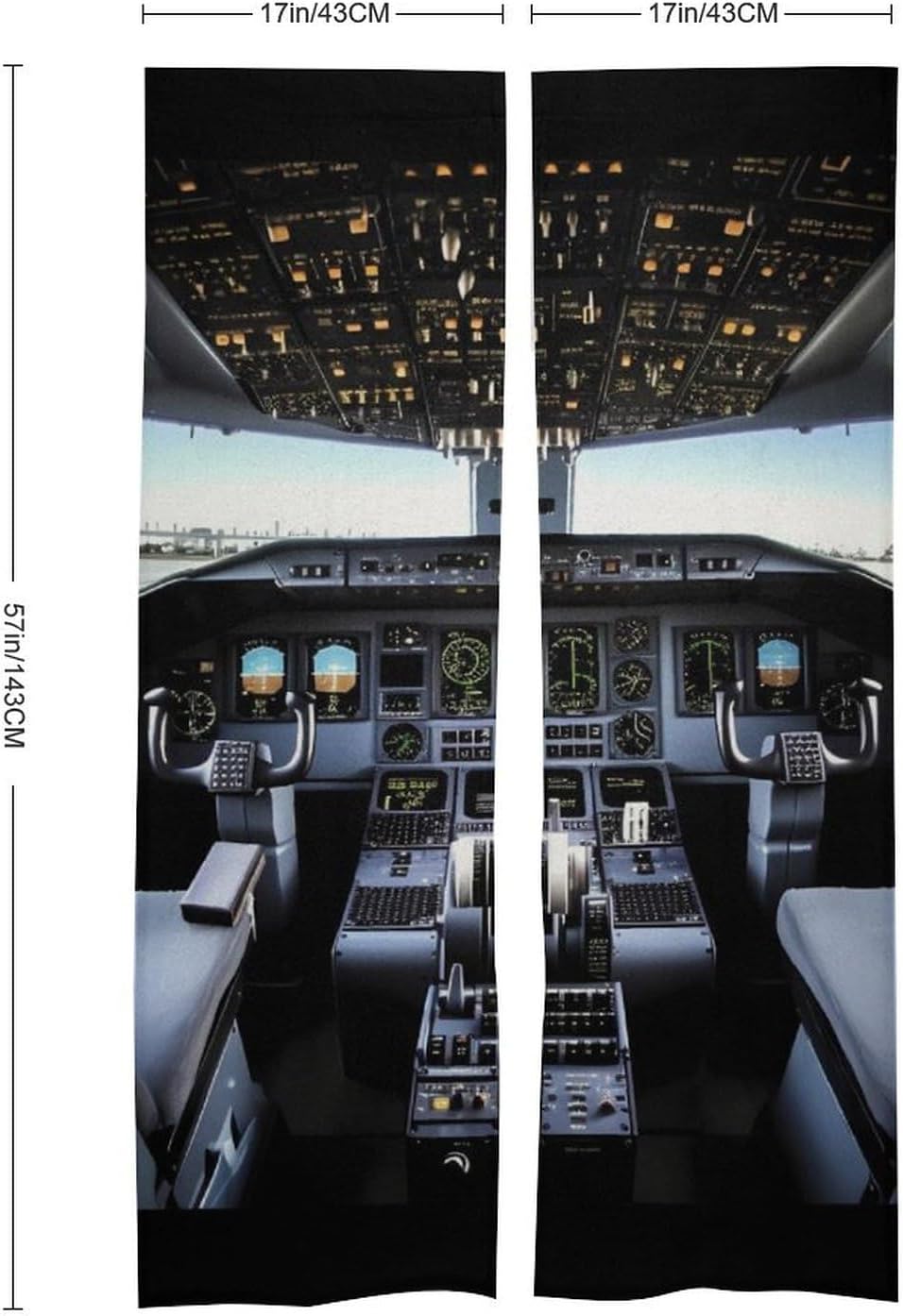 Airplane Cockpit Door Curtain Split 17x57 Inch Blackout Privacy Partition Divider