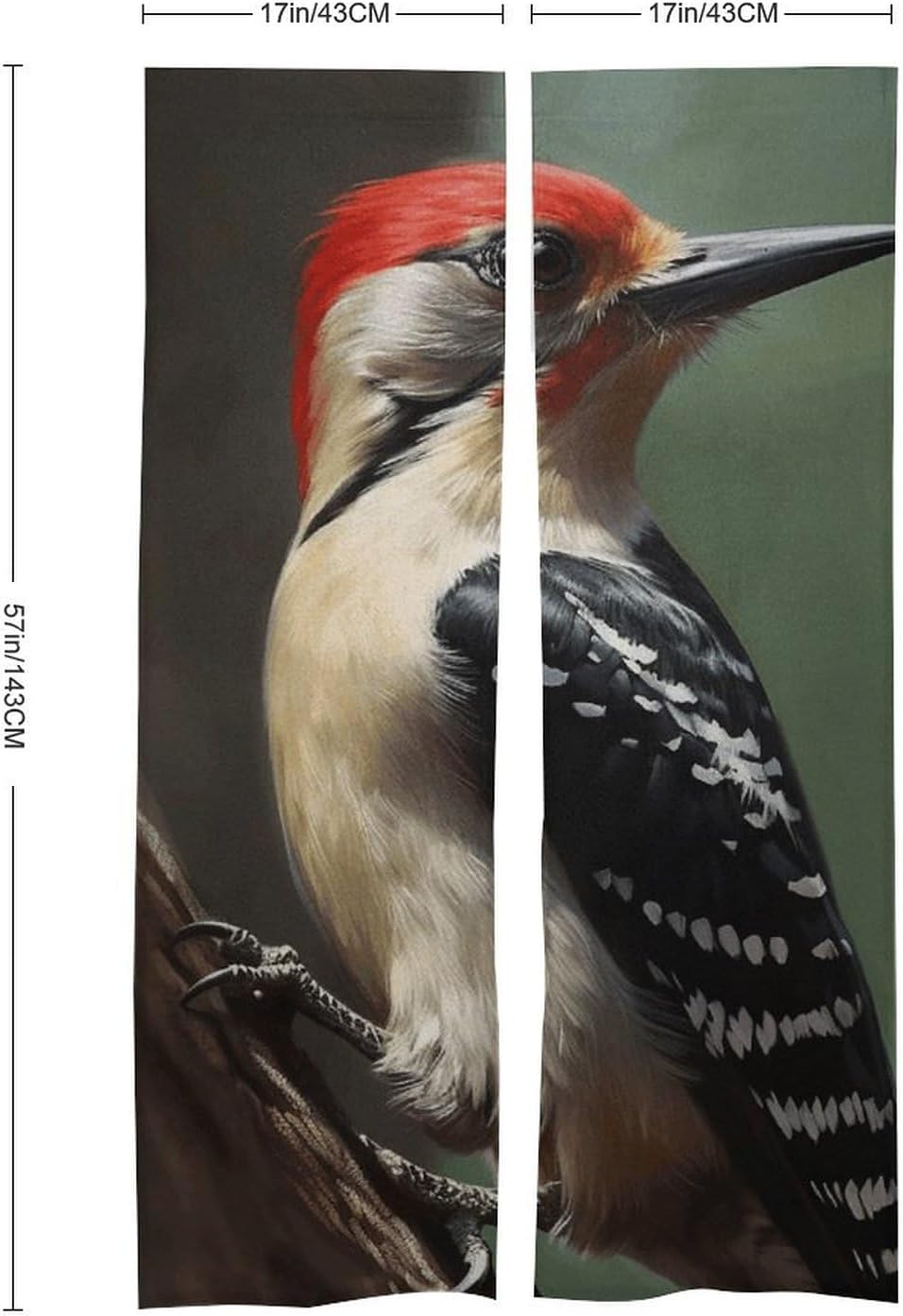 Woodpecker Door Curtain Panel 17x57 Inch