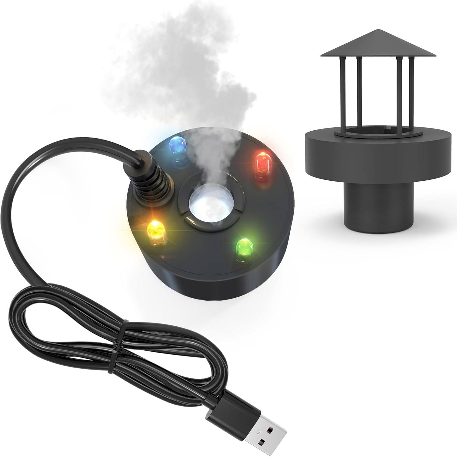 Mini Fountain Mister with 4 LED Lights Halloween Mist Maker Black