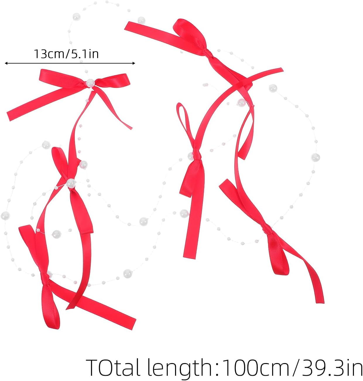 LOGOFUN Bow Bead String Curtain with Tassels Red