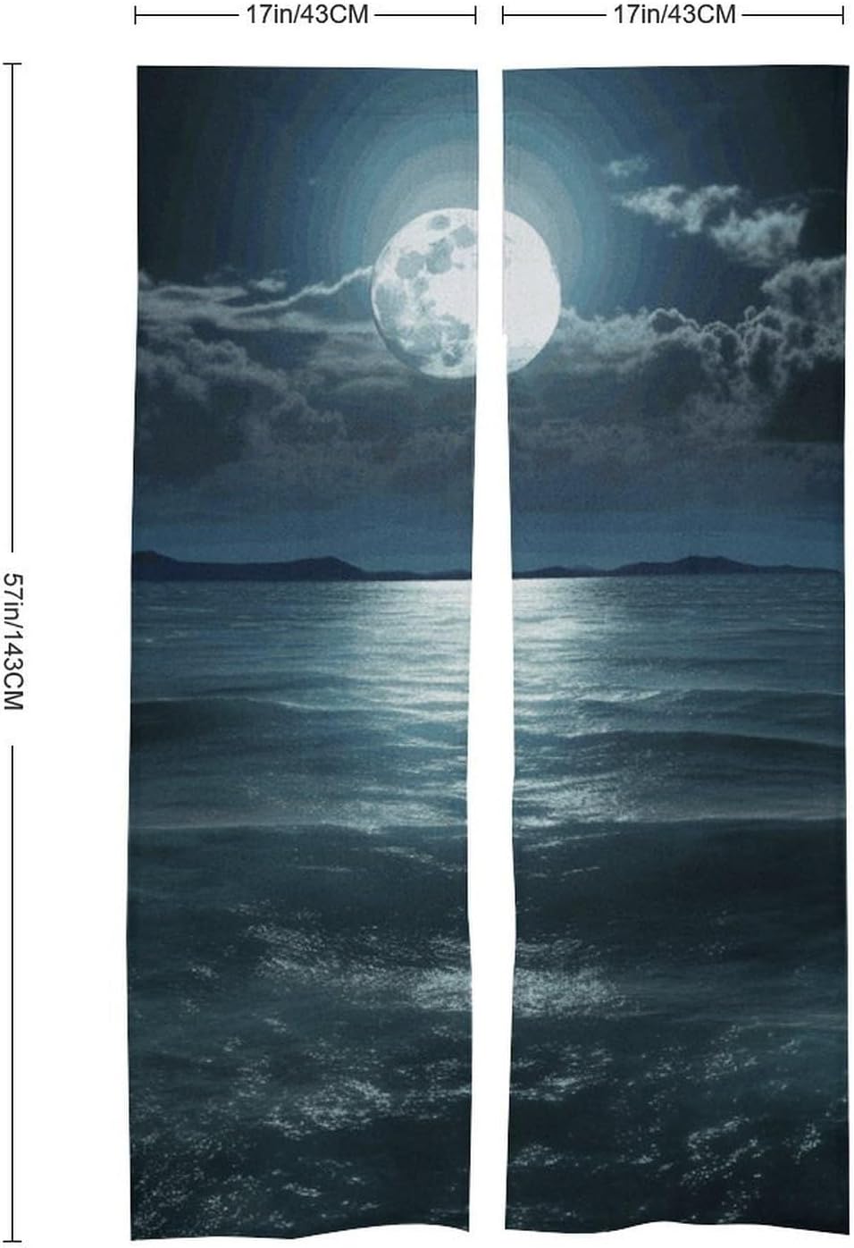 Moon and Sea Door Cover Curtain 57x17 Inches