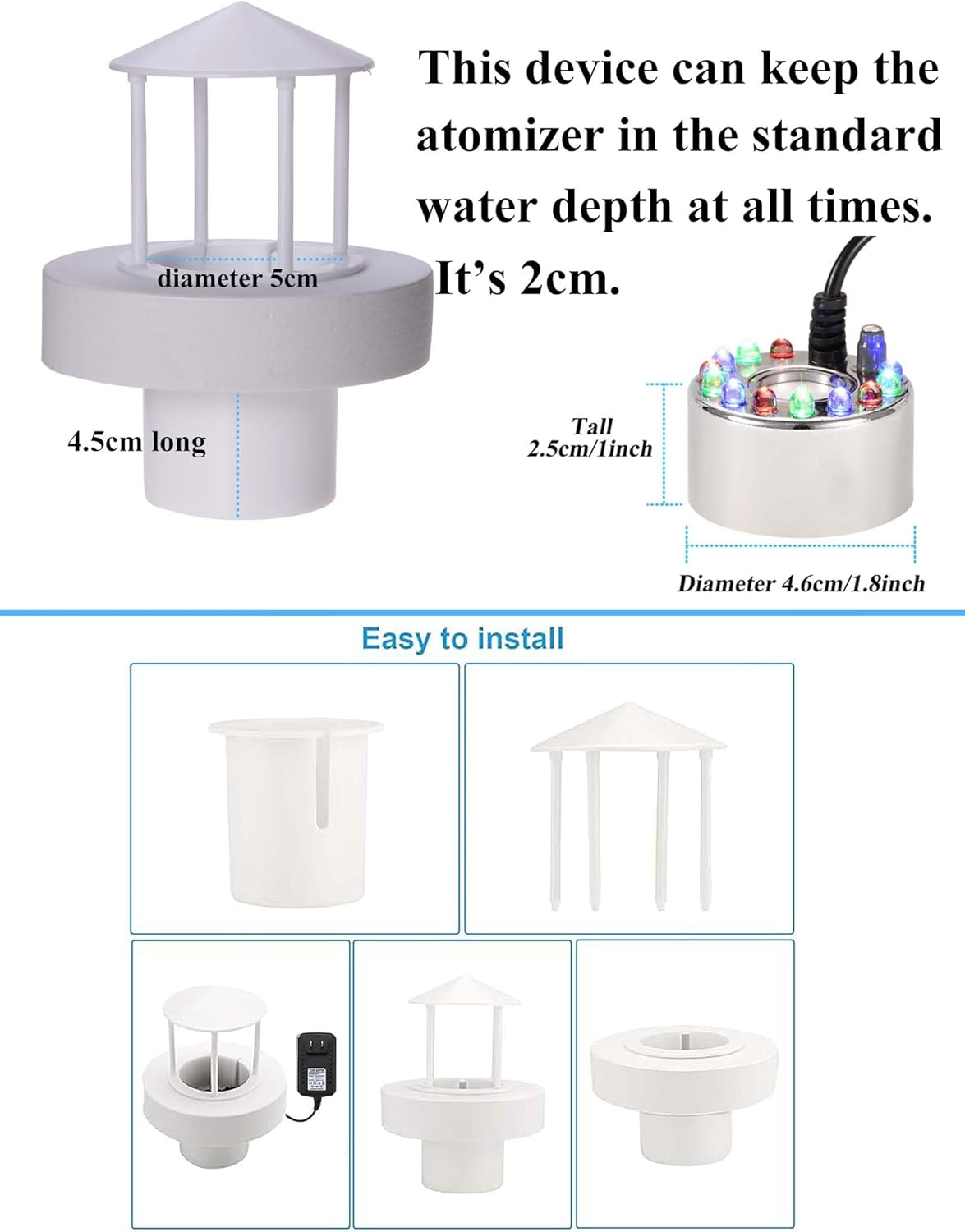 Alizzy 12 LED Ultrasonic Mist Maker with Splash Guard