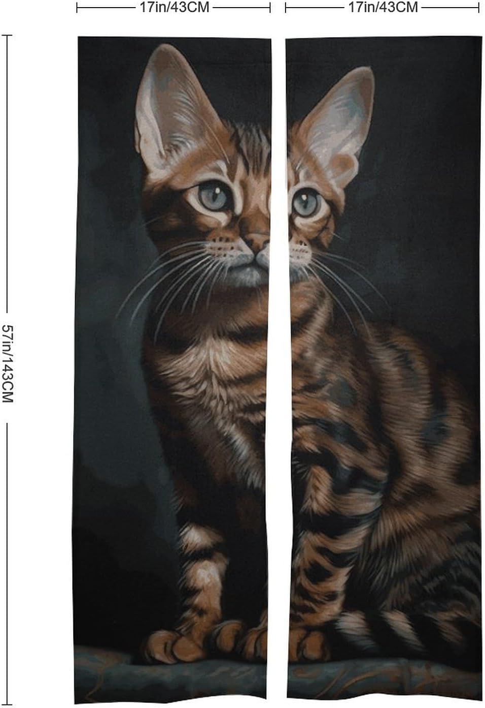 Bengal Cat Door Curtain Panel 17x57 Inch Split Door Divider