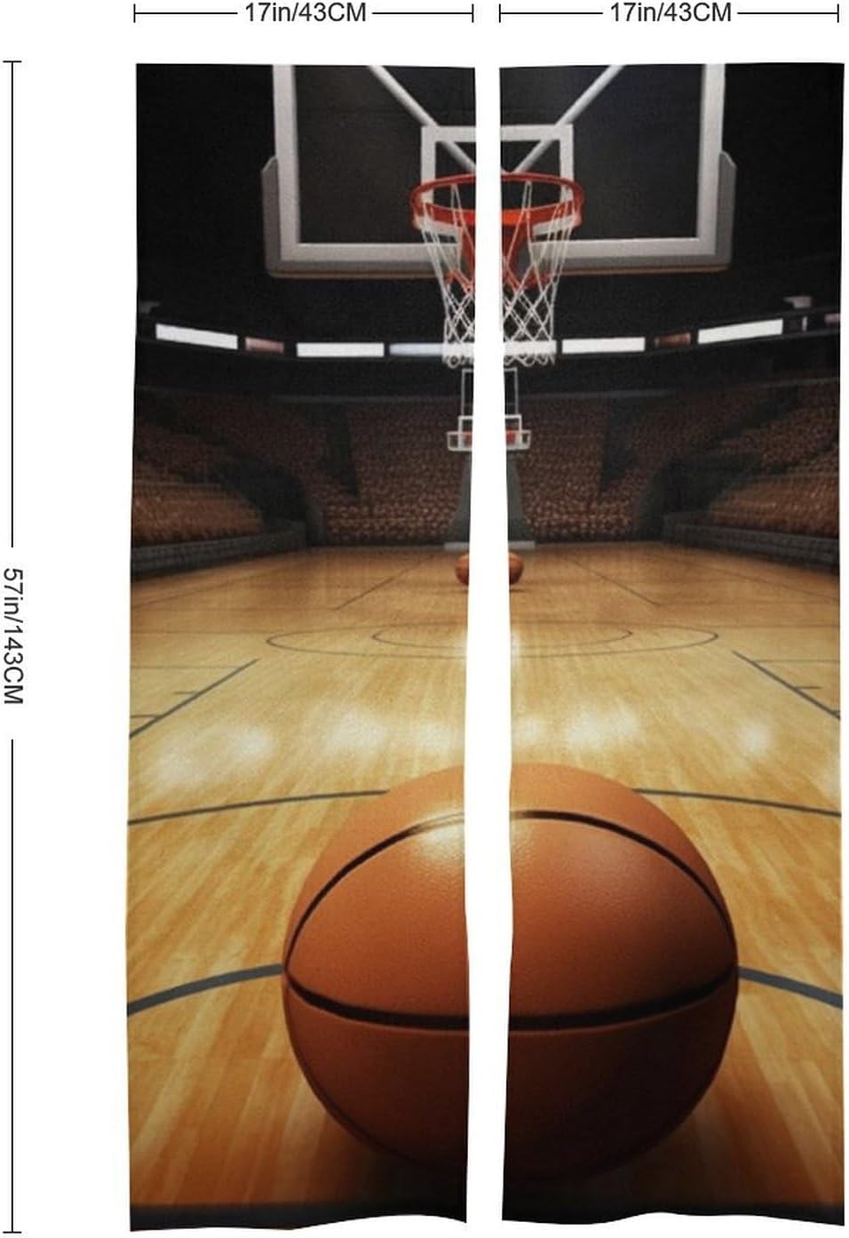 Basketball Split Door Curtain 17x57 Inch Panel Divider