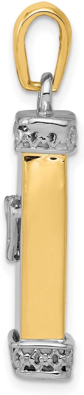 14k Two-Tone Solid Yellow Gold Satin Mezuzah Pendant