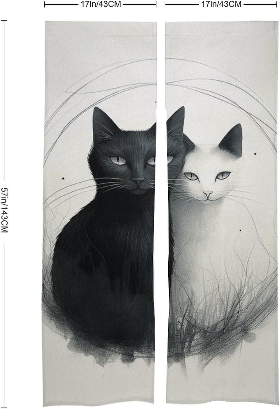 Two Cats Hugging Door Curtain 17x57 Inch Blackout Privacy Partition
