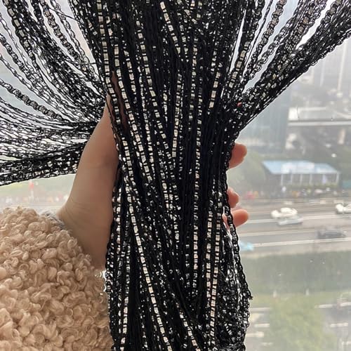 Black Wall Panel Fringe Curtain 110x110 Inch