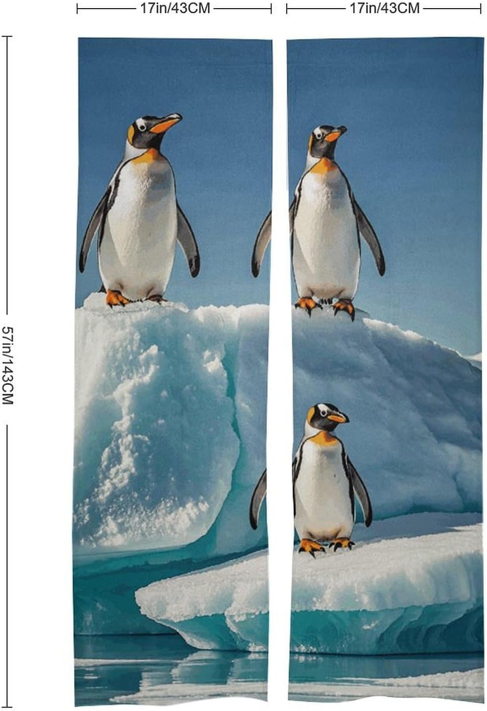 Penguins On Iceberg Door Curtain 57x17 Inches