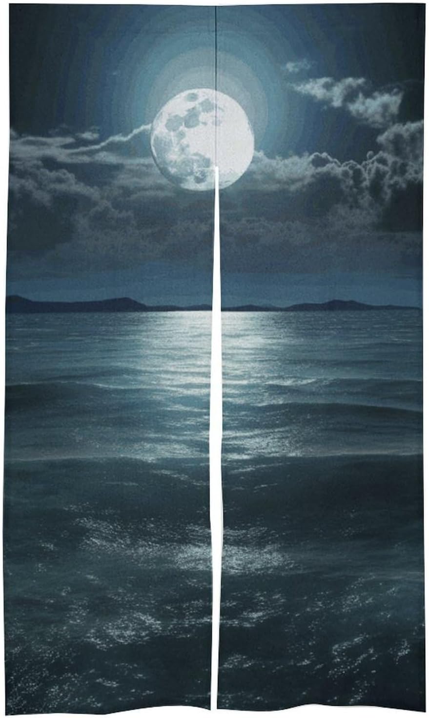Moon and Sea Door Cover Curtain 57x17 Inches
