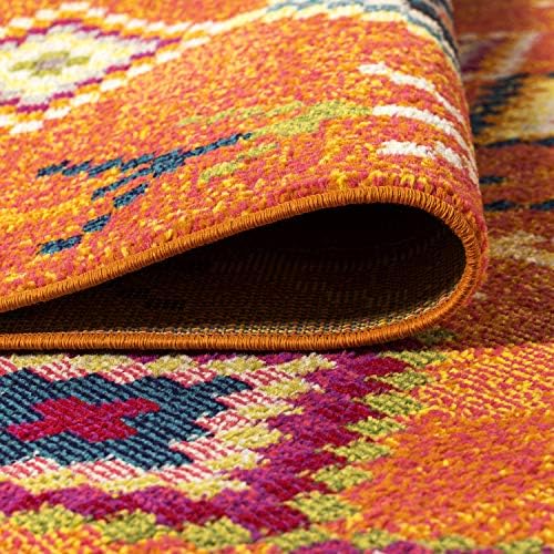 Tribal Love Geometric Indoor Runner Rug - 2x8 Orange Multi