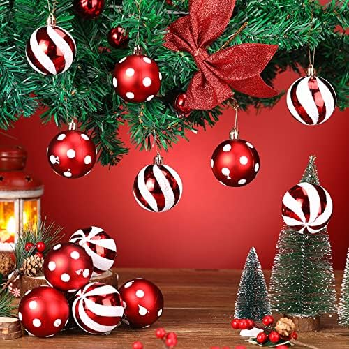 Jetec 12 Pcs Christmas Ball Ornaments Red White Shatterproof Decorations