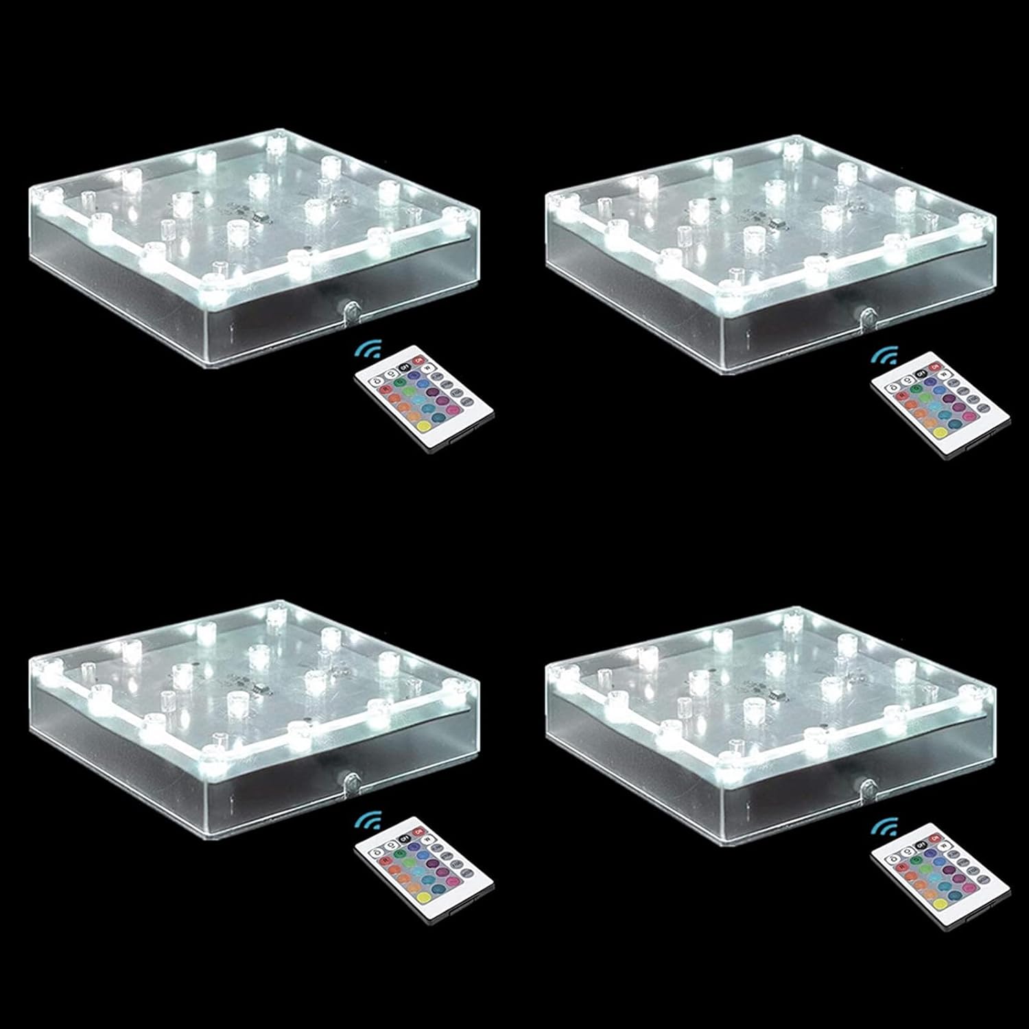 LARDUX 4-Pack Square LED Light Bases with Remote