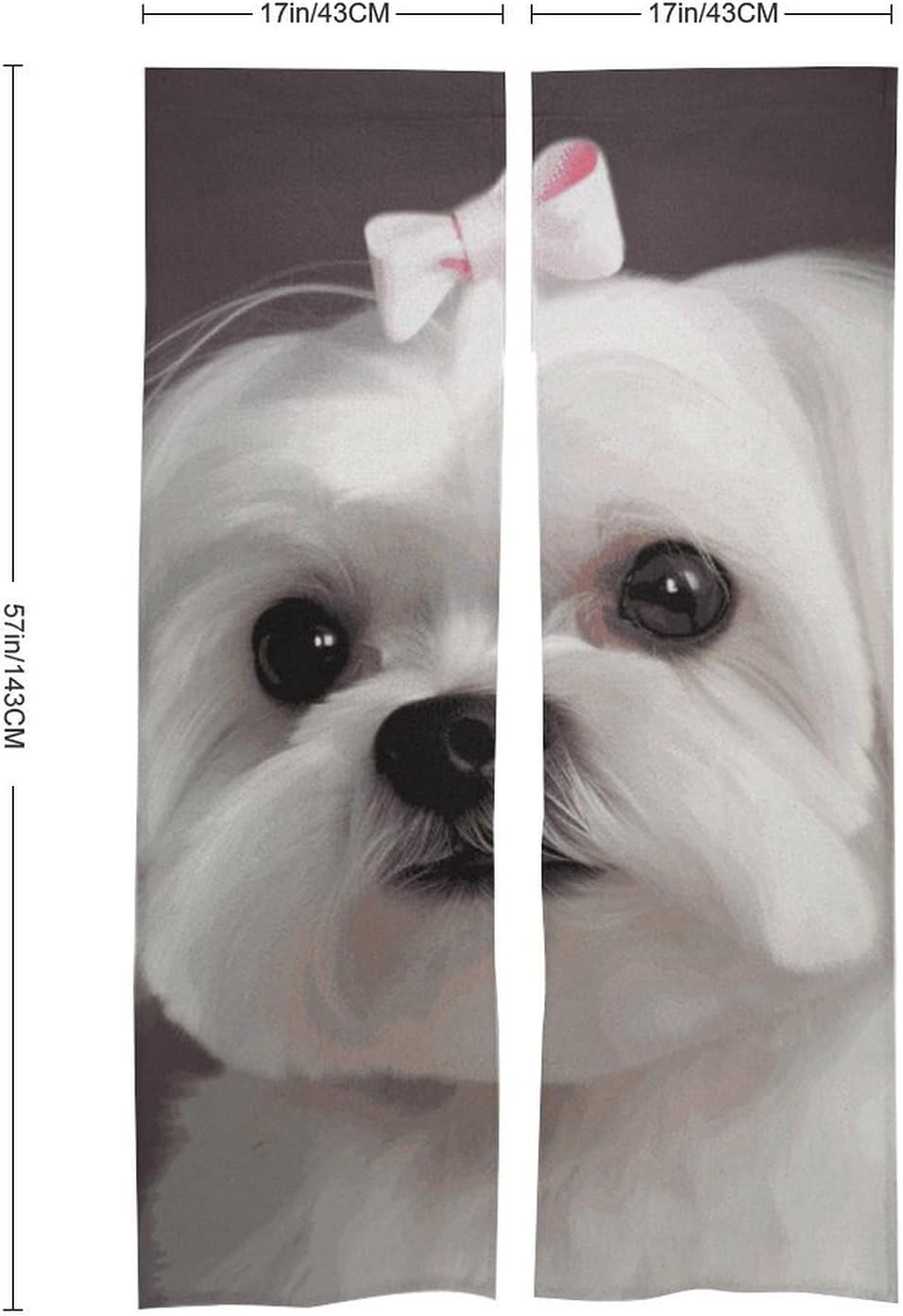 Lovely Maltese Dog Door Curtain Panel 17x57 Inch