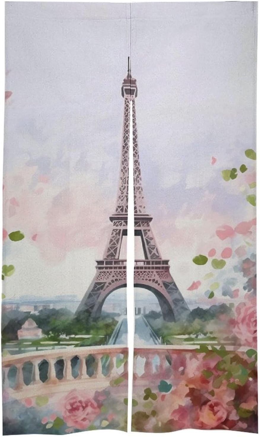 Paris Eiffel Tower Door Curtain with Flowers